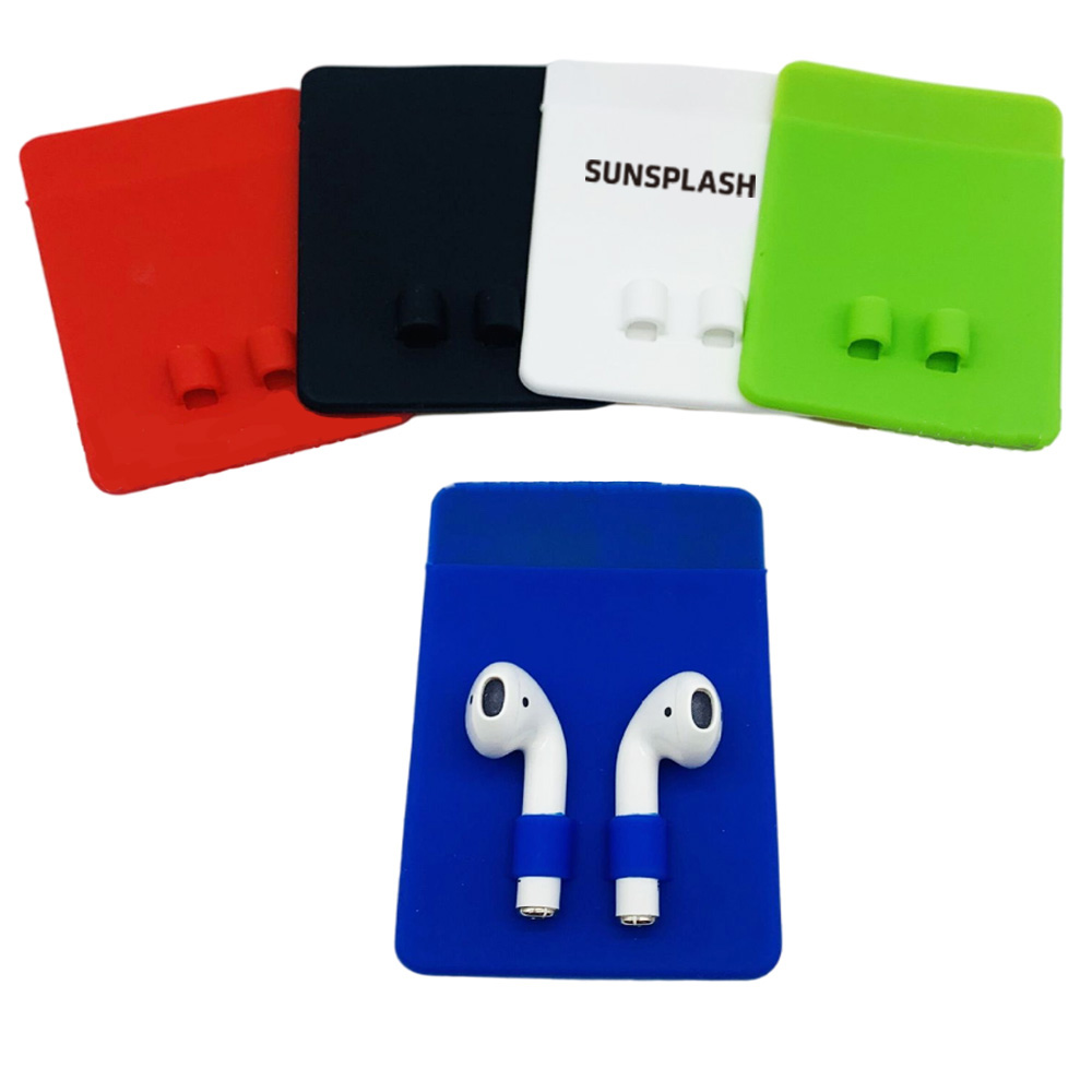 Multicolor Silicone Phone Wallet With Earbuds Holder