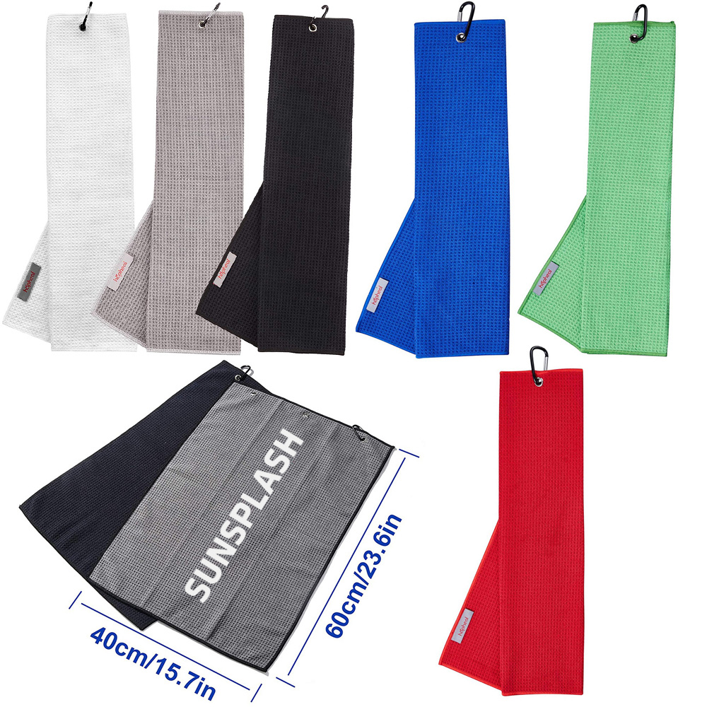 16" x 24" Hemmed Color Microfiber Golf Towel W/Hook