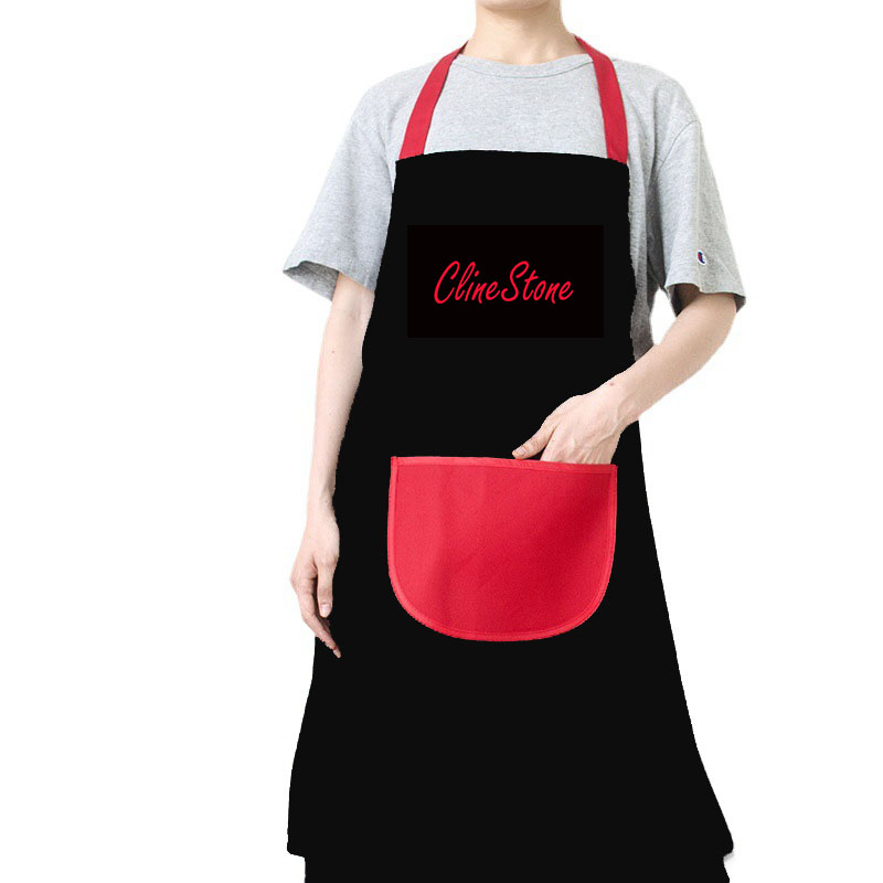 Polyester Customized Aprons w/Contrast Strap & Pocket