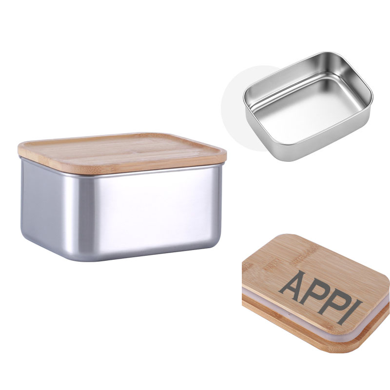 304 Stainless Steel Bamboo Lid Lunch Box